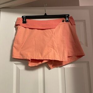 Michael Star Asymmetrical Wrap Skort- Coral Sz L